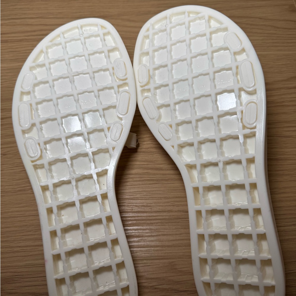 Vince Camuto White Slide Sandals with Polka Dot Straps - Picture 7 of 8